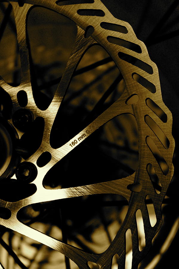 Black And White Photograph - Bike Brake by Andy Wingerd
