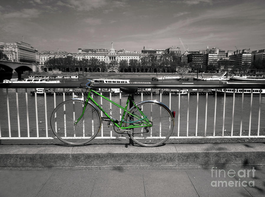 Bicycle by the River Thames London Photograph by Lynn Bolt
