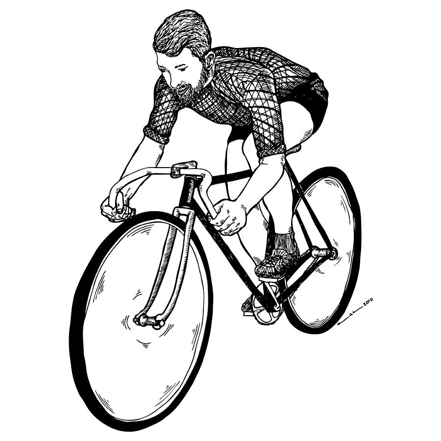 Bicycle Drawing - Bike Cyclist by Karl Addison