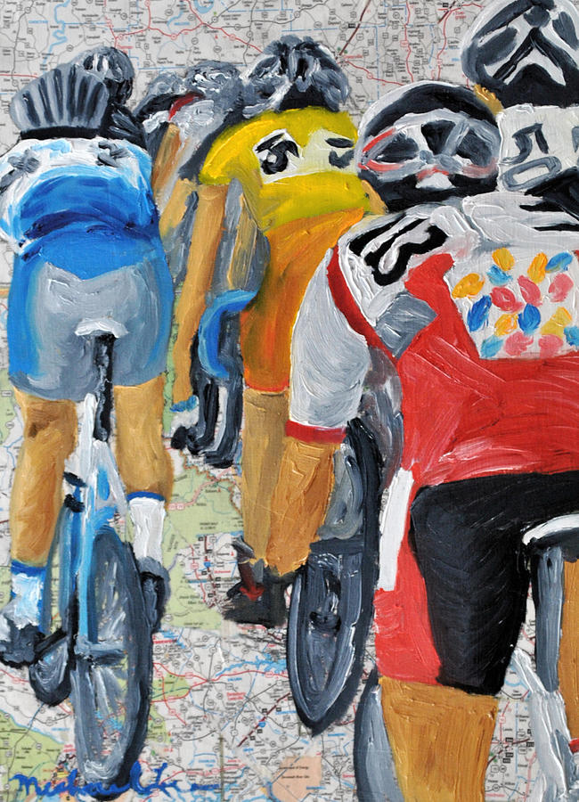 Bicycle Painting - Bike Map 2 by Michael Lee