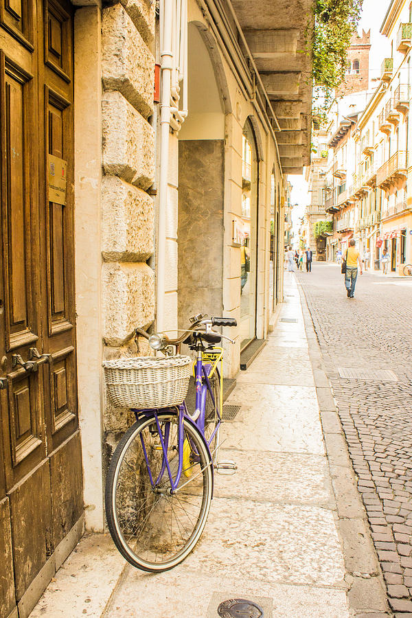 Bike on a street in Italy Photograph by Lisa Lemmons-Powers