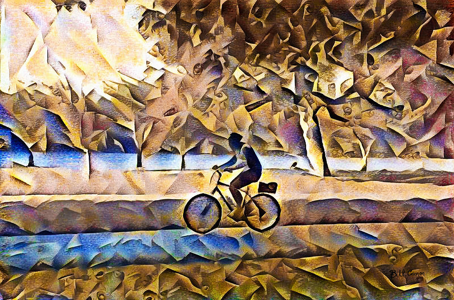Bike Riding Along the River Painting by Bill Cannon