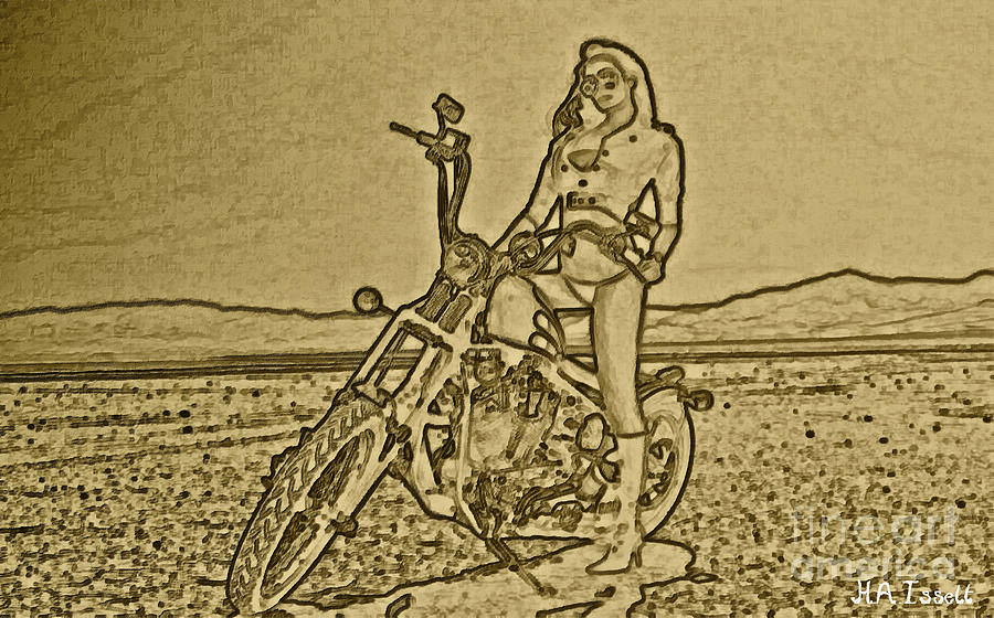 Biker Chick Gold Digital Art by Humphrey Isselt