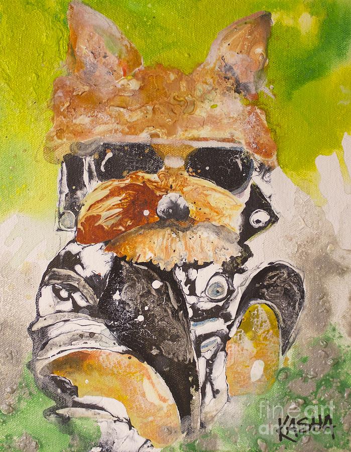 Biker Pup Painting by Kasha Ritter