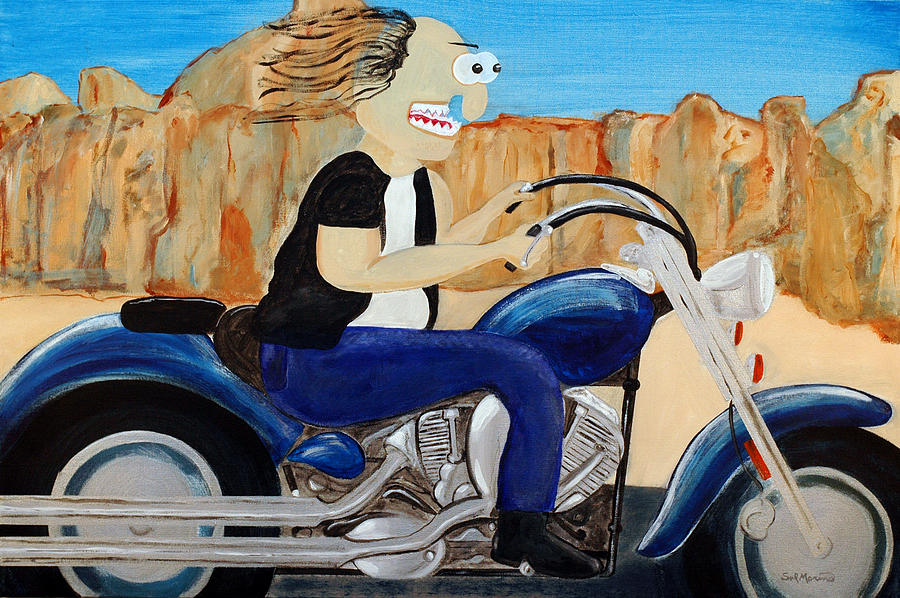 Funism Painting - Biker by Sal Marino