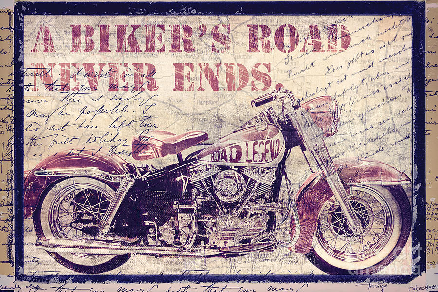 Mancave Painting - Bikers Road Never Ends by Mindy Sommers