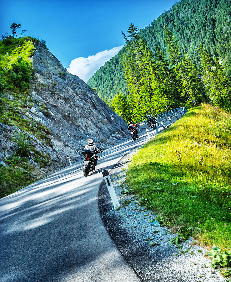 Bikers tour along Alps Photograph by Anna Om