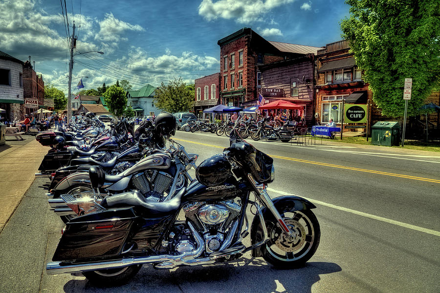 Bikes and Brews - Old Forge NY Photograph by David Patterson