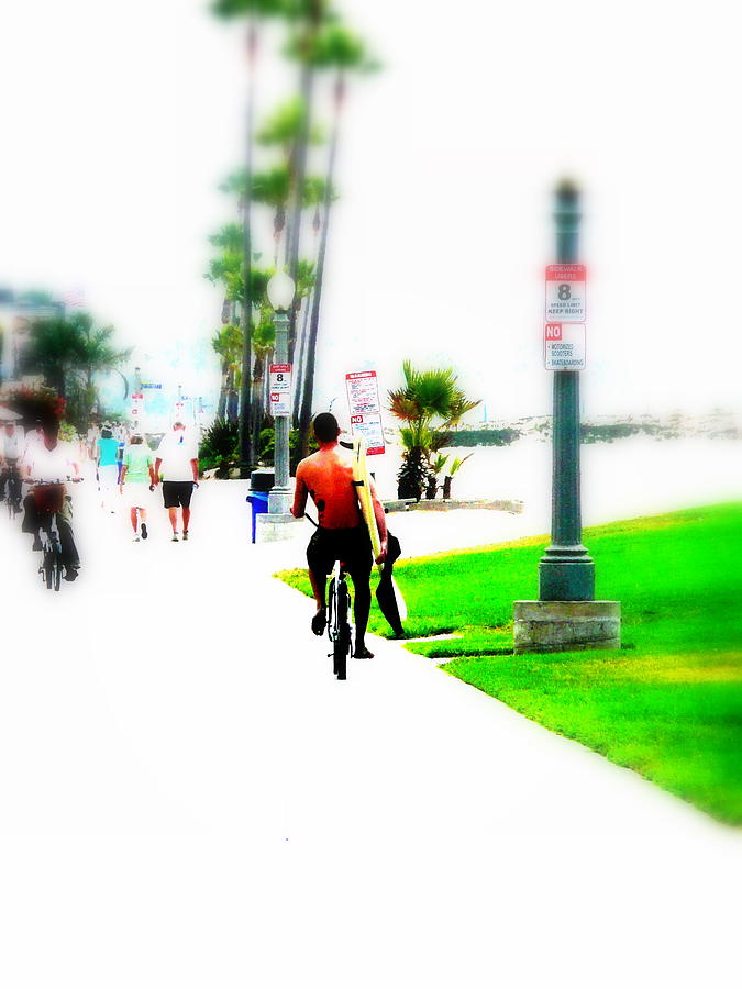 Biking on Newport Beach Photograph by Funkpix Photo Hunter
