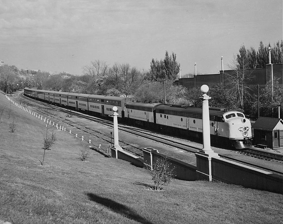 Passenger Trains Photograph - Bilevel 400 at Lake Front Depot by Chicago and North Western Historical Society Passenger Trains Photograph - Bilevel 400 at Lake Front Depot by Chicago and North Western Historical Society