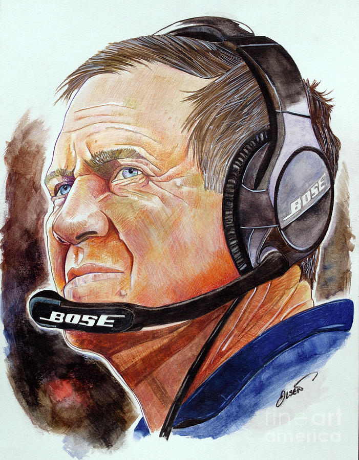 New England Patriots Drawing - Bill Belichick by Dave Olsen