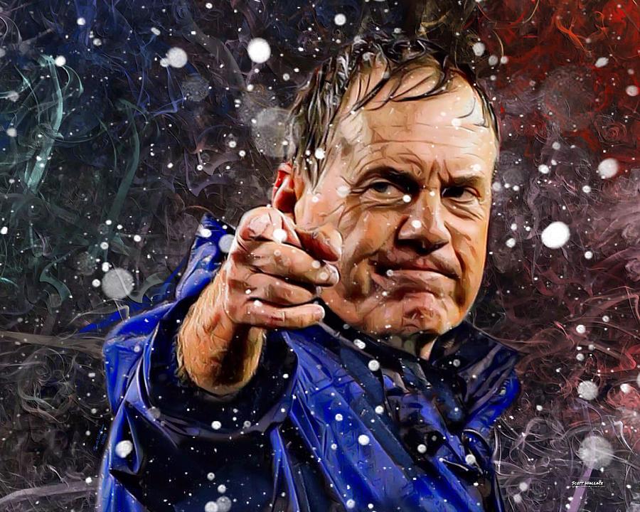 Bill Belichick In Snow Digital Art by Scott Wallace Digital Designs