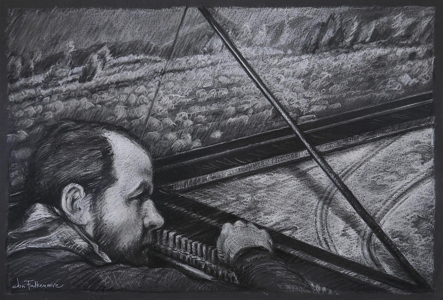 Bill Bright Tuning a Harpsichord, Barraba NSW Drawing by Jon Falkenmire