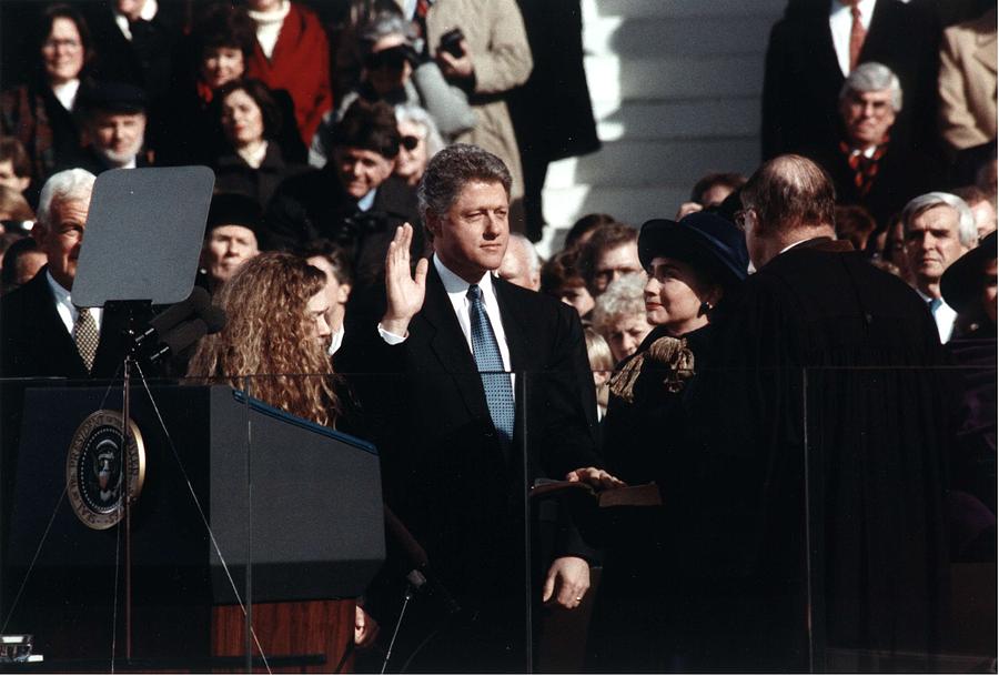 Architecture Painting - Bill Clinton,   taking the oath of office of President of the United States.1993 by Celestial Images