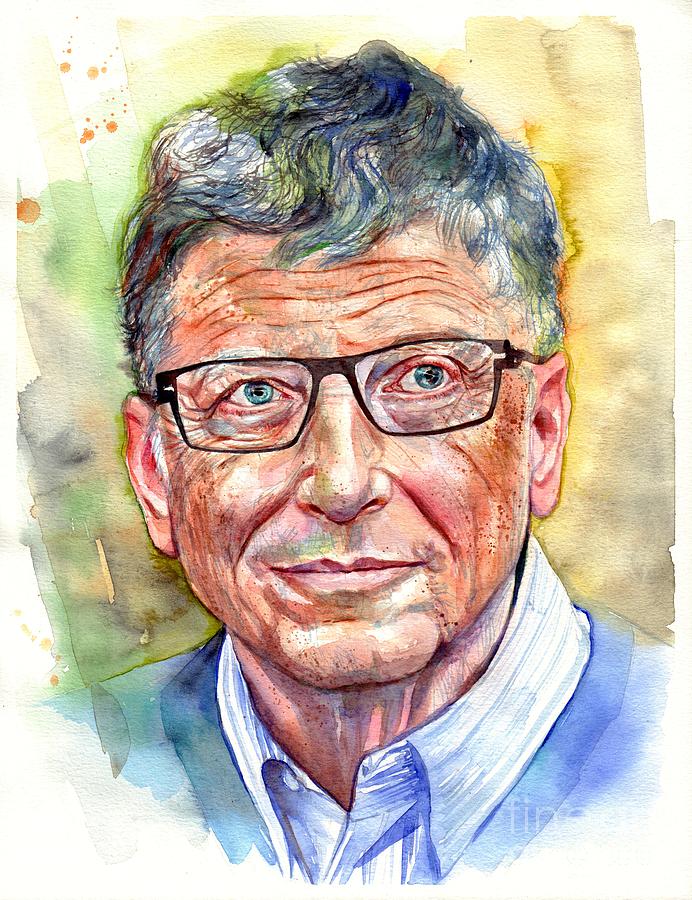 Seattle Painting - Bill Gates portrait by Suzann Sines