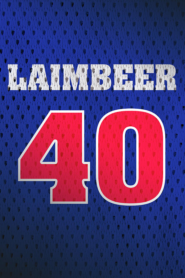 Bill Laimbeer Mixed Media - Bill Laimbeer Detroit Pistons Number 40 Retro Vintage Jersey Closeup Graphic Design by Design Turnpike