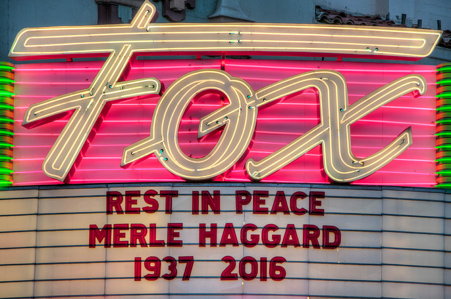 Billboard Merle Haggard RIP Photograph by Connie Cooper-Edwards