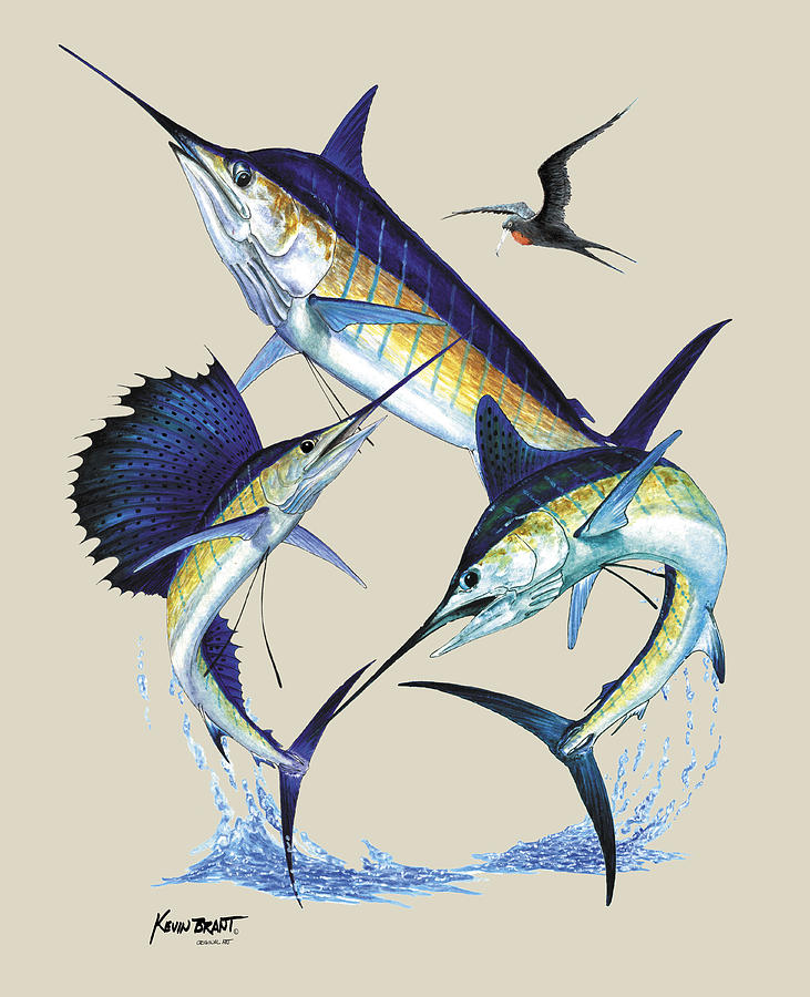 Billfish Slam Painting by Kevin Brant - Pixels