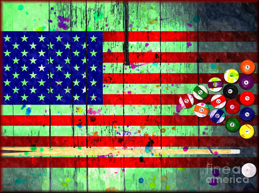 Vintage Mixed Media - Billiard American Flag Grunge by Daniel Janda