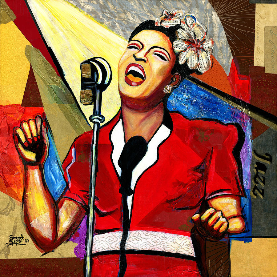 Music Painting - Billie Holiday by Everett Spruill