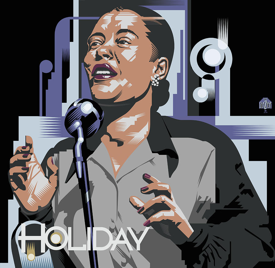 Billie Holiday in Black and Grey Digital Art by Garth Glazier