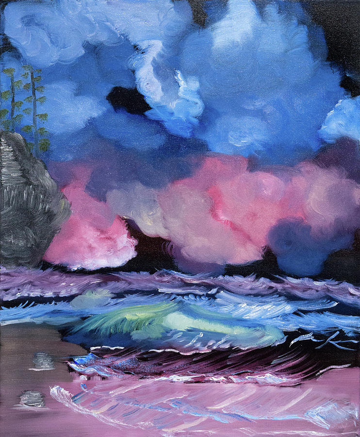 Billowy Clouds Afloat Painting by Meryl Goudey