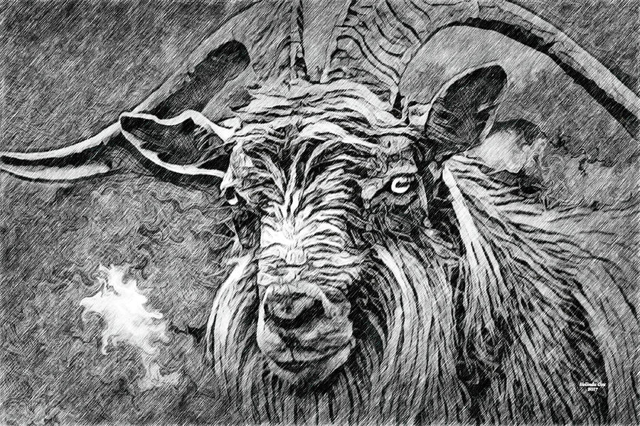 Billy Goat Sketch Digital Art by Artful Oasis