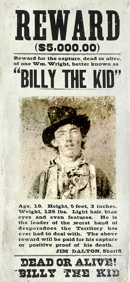 Beer Photograph - Billy the Kid Wanted Poster by Jon Neidert