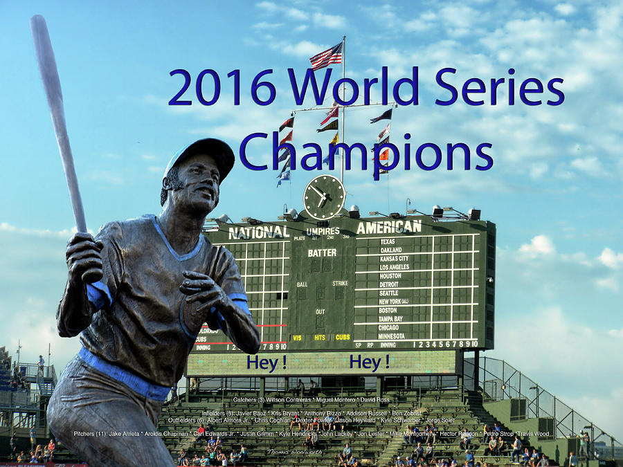 Billy Williams Chicago Cubs World Series Scoreboard Photograph by Thomas Woolworth