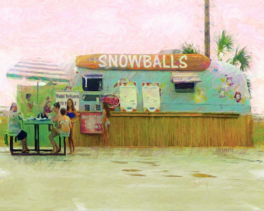 Biloxi Beach Snowball Stand Mississippi Gulf Coast Digital Art by Rebecca Korpita