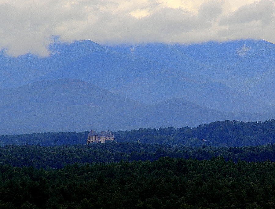 Biltmore House with Mountains Photograph by Allen Nice-Webb