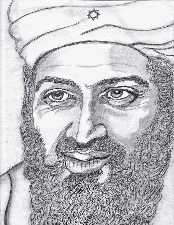 Bin Laden Drawing by Richard Heyman