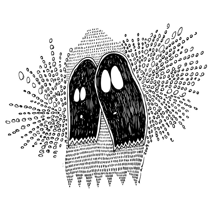 Pen Drawing - Binary Ghost by Karl Addison