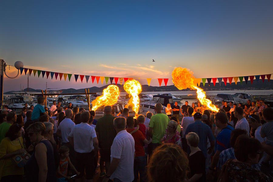 Biograd fire spitter evening view Photograph by Brch Photography