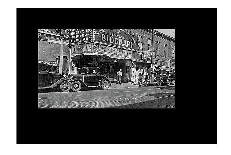 Biograph Theater advertising Dillinger newsreel July 1934 Chicago Illinois frame added 2015  Photograph by David Lee Guss