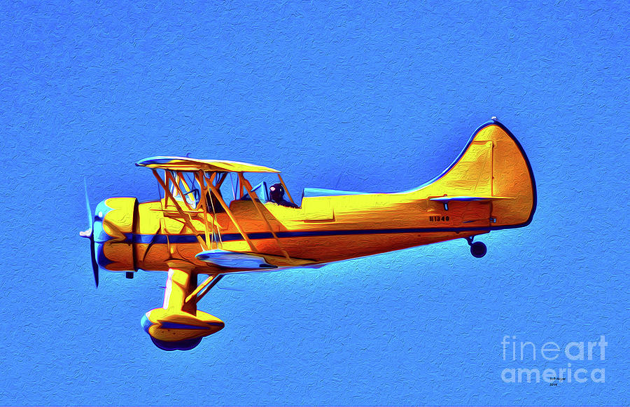 Biplane Over Jekyll Island Painting by DB Hayes