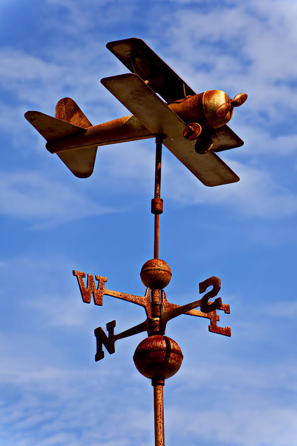Airplane Photograph - Biplane weather vane by Garry Gay