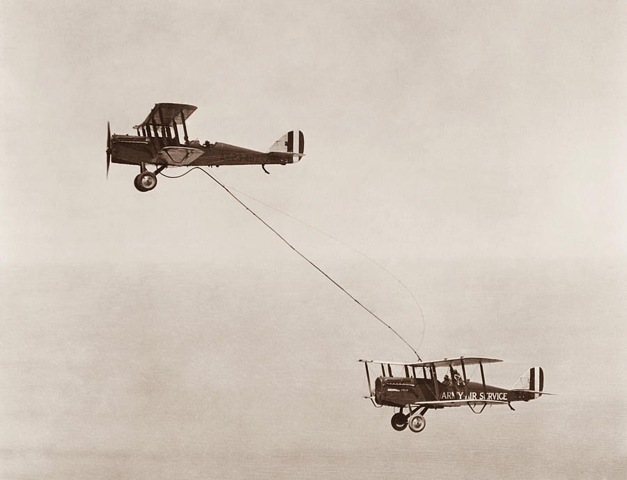 Biplanes Air Refueling - Army Air Service - 1923 Photograph by War Is Hell Store