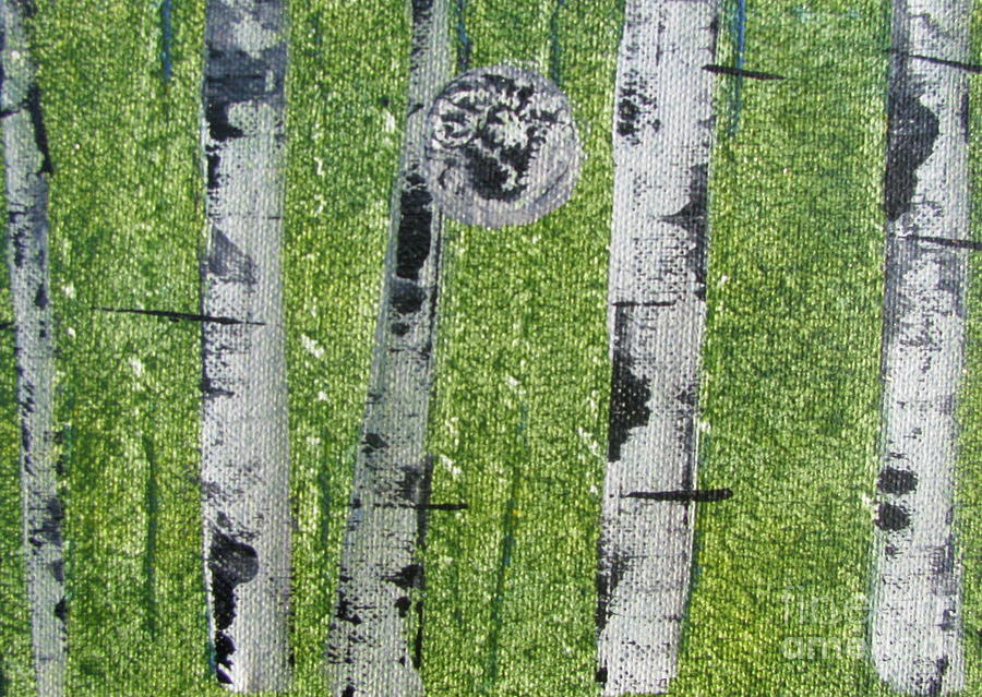 Birch - Green 3 Painting by Jacqueline Athmann