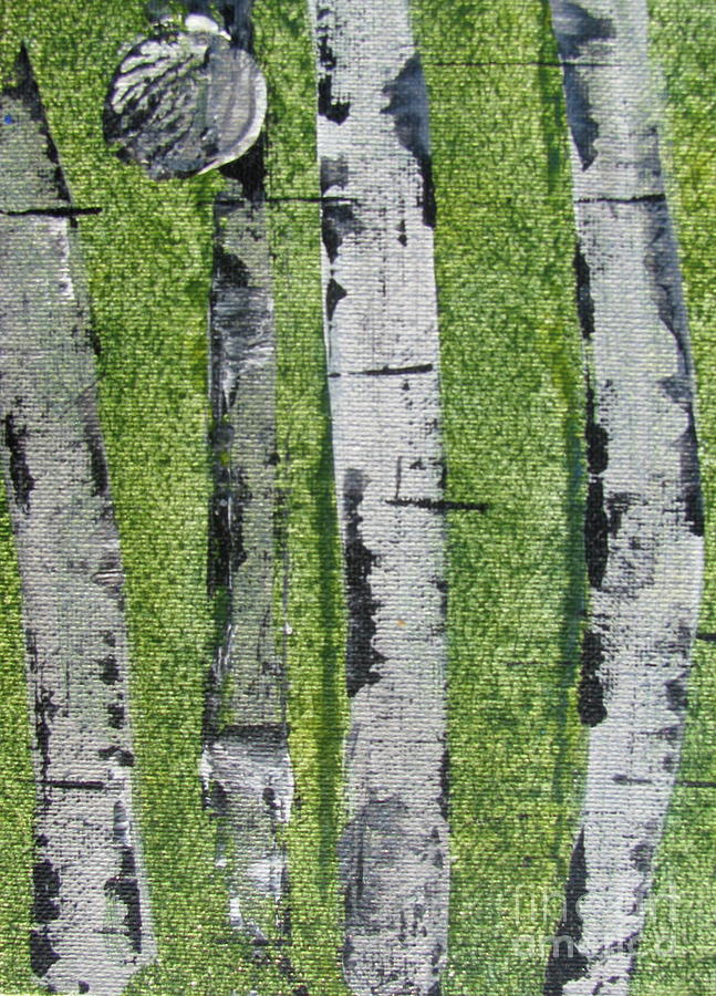 Birch - Green 4 Painting by Jacqueline Athmann