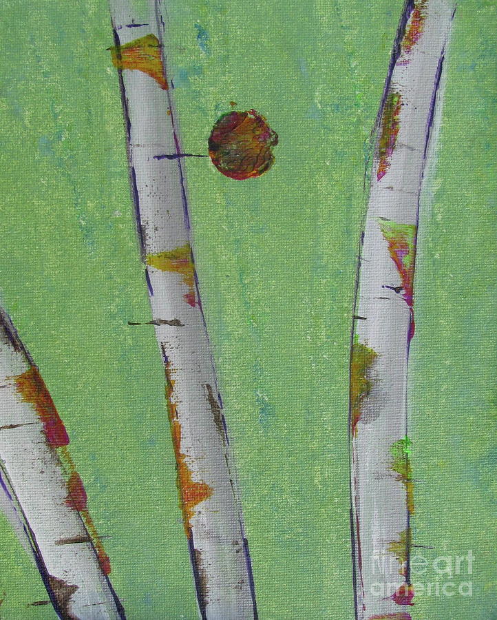 Birch - Lt. Green 1 Painting by Jacqueline Athmann