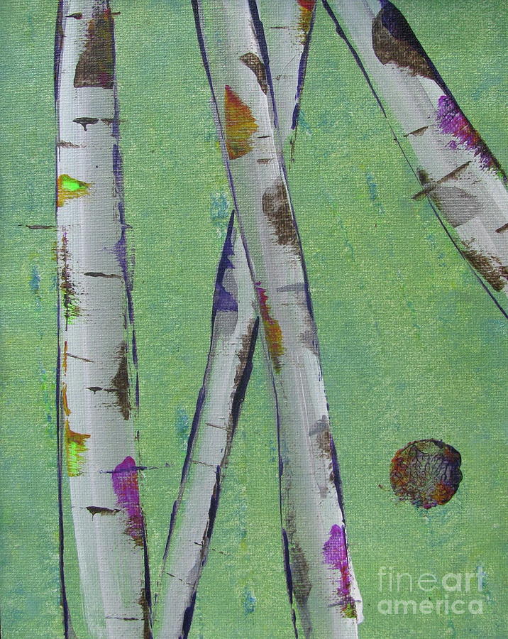 Birch - Lt. Green 2 Painting by Jacqueline Athmann