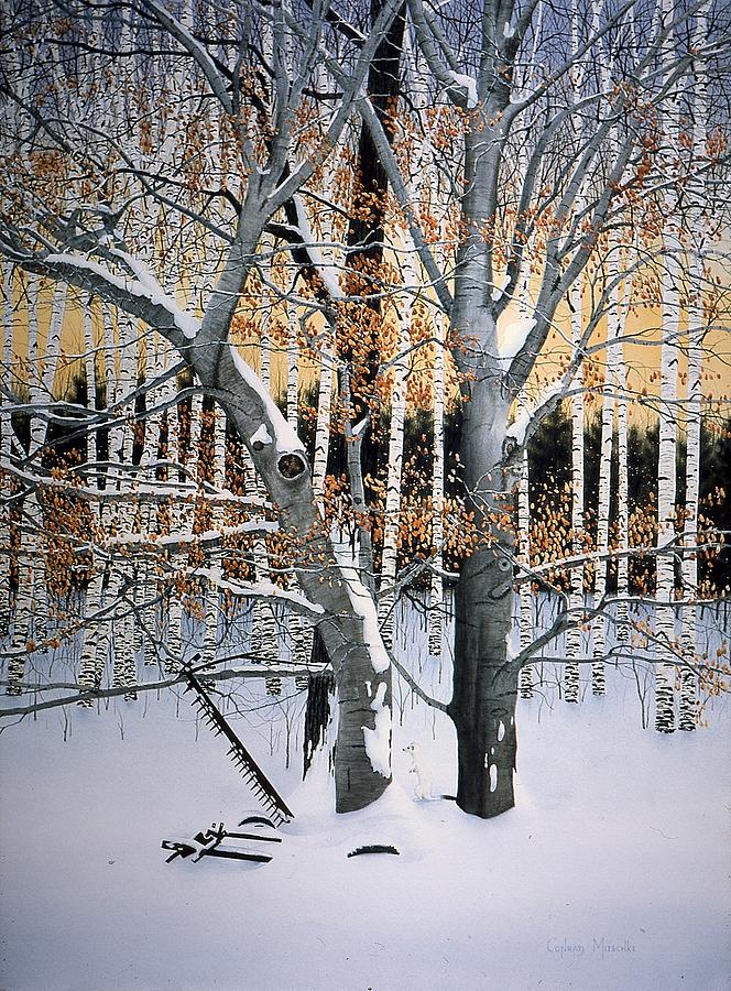 Birch and Beech and other Trees. Painting by Conrad Mieschke