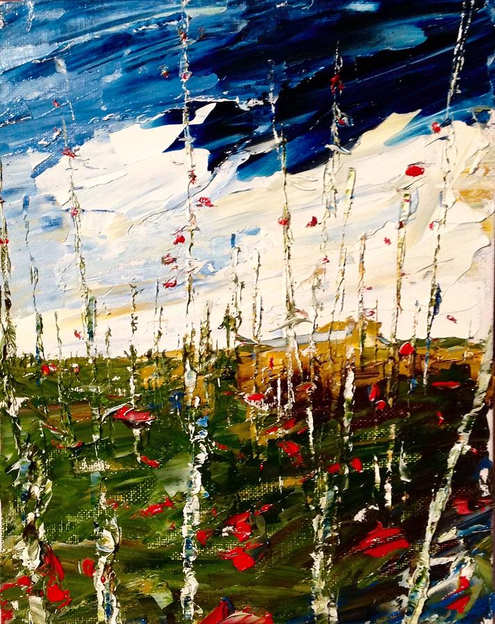 Birch and Clouds Painting by Desmond Raymond