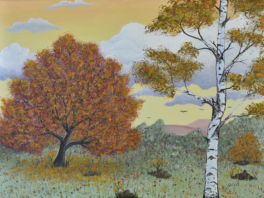Birch and Oak Frienship Painting by Georgeta  Blanaru