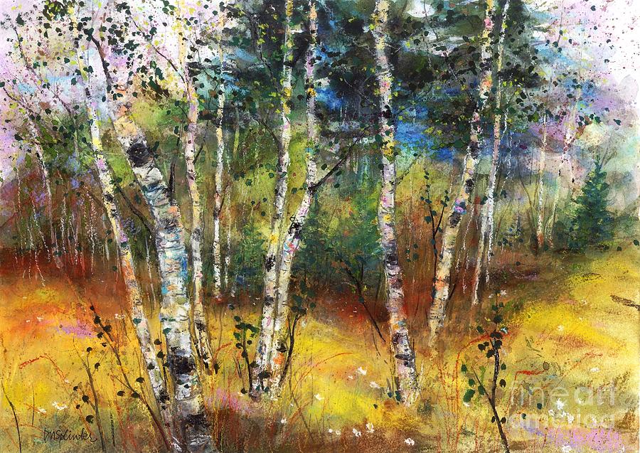 Birch and Pine Painting by Diane Splinter - Fine Art America