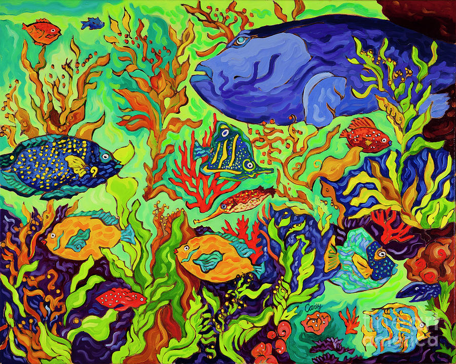 Birch Aquarium Sea Bass Painting by Cathy Carey