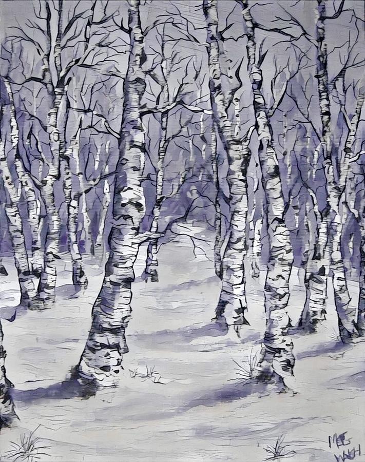 Birch forest 1  Mixed Media by Megan Walsh