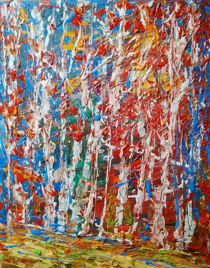 Abstract Artist Painting - Birch Forest Abstract  No.2 by Desmond Raymond