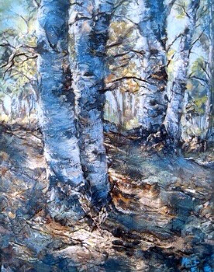 Birch forest digital 1 Digital Art by Megan Walsh